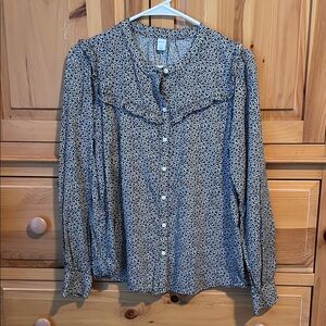 Old Navy Black and cream floral  romantic Blouse